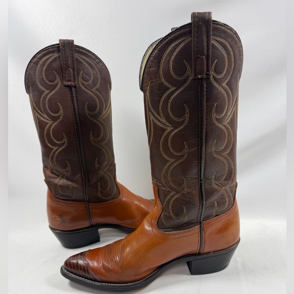 ACME Shoes - ACME Vintage Western Cowboy Boots Leather Lizard Toe Women’s 8.5